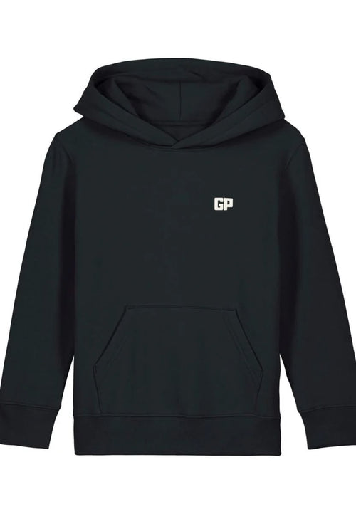 Kinder Hoodie aus Bio-Baumwolle mit Frontstick in Schwarz – GP Basic Kollektion