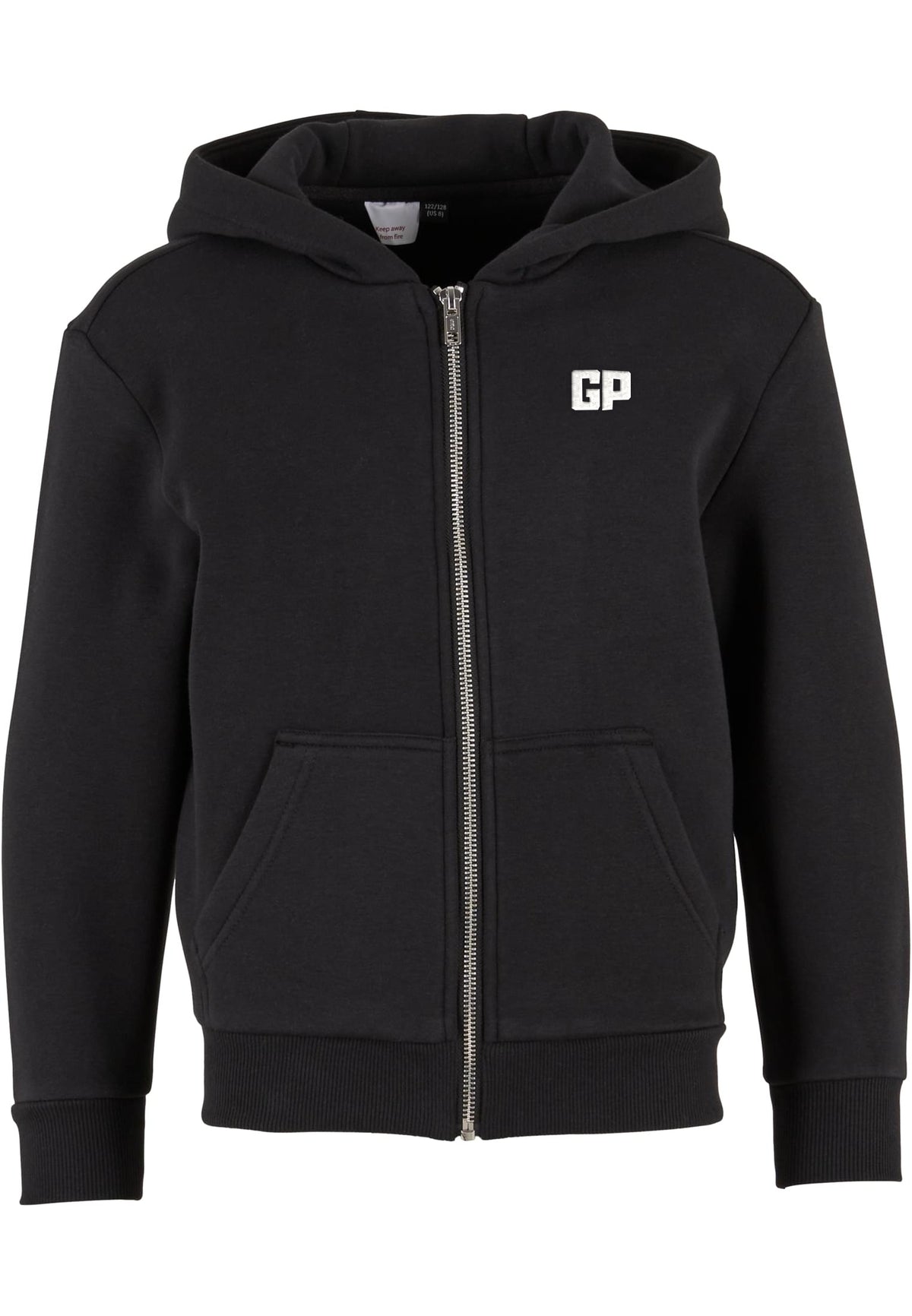 Kinder Zip-Hoodie mit Frontstick in Schwarz – GP Basic Kollektion
