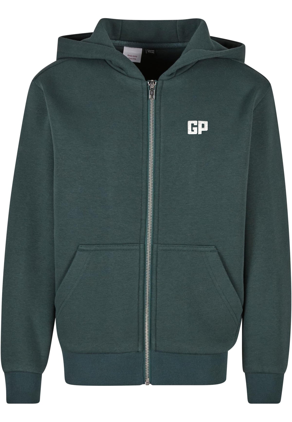 Kinder Zip-Hoodie mit Frontstick in Bottlegreen – GP Basic Kollektion