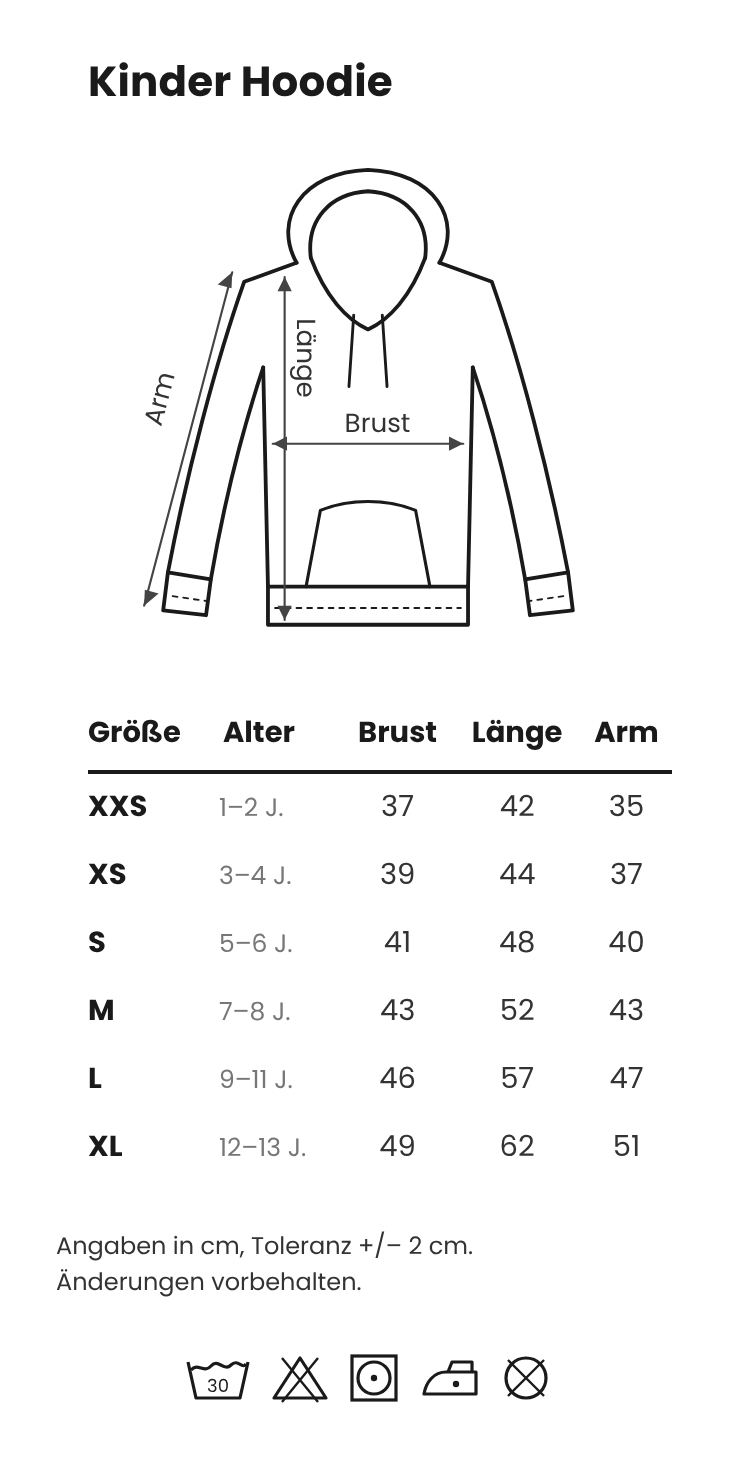 Größentabelle Kinder Hoodie – GP Merchandising