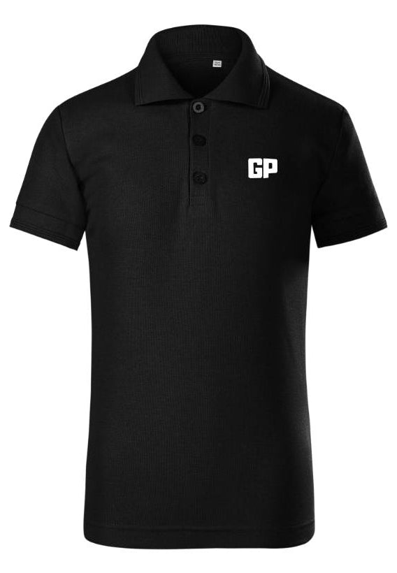 Kinder Polo mit Frontstick in Schwarz – GP Basic Kollektion