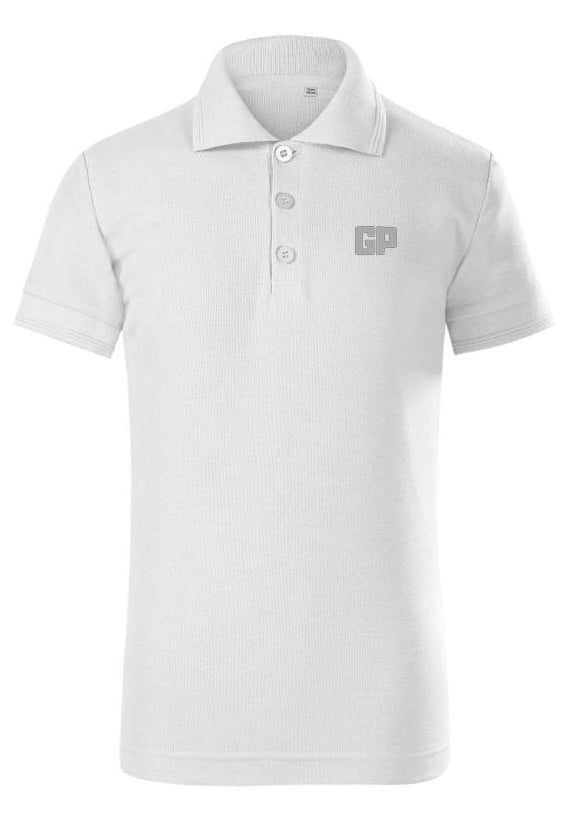 Kinder Polo mit Frontstick in Weiß – GP Basic Kollektion